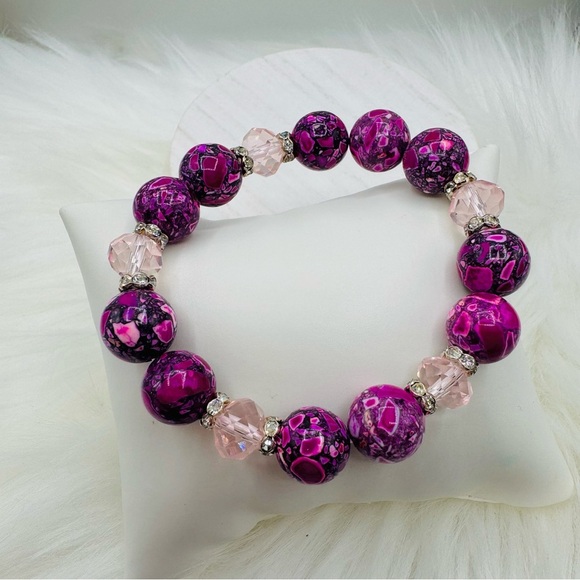 Colorful Beaded Glass Fashion Statement Stackable Bracelet Style 1 - Picture 3 of 6